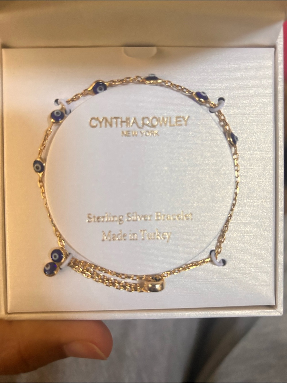 Cynthia Rowley Gold Bracelet with Blue and White Eye Charms